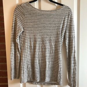 J.Crew grey and white long-sleeve t-shirt